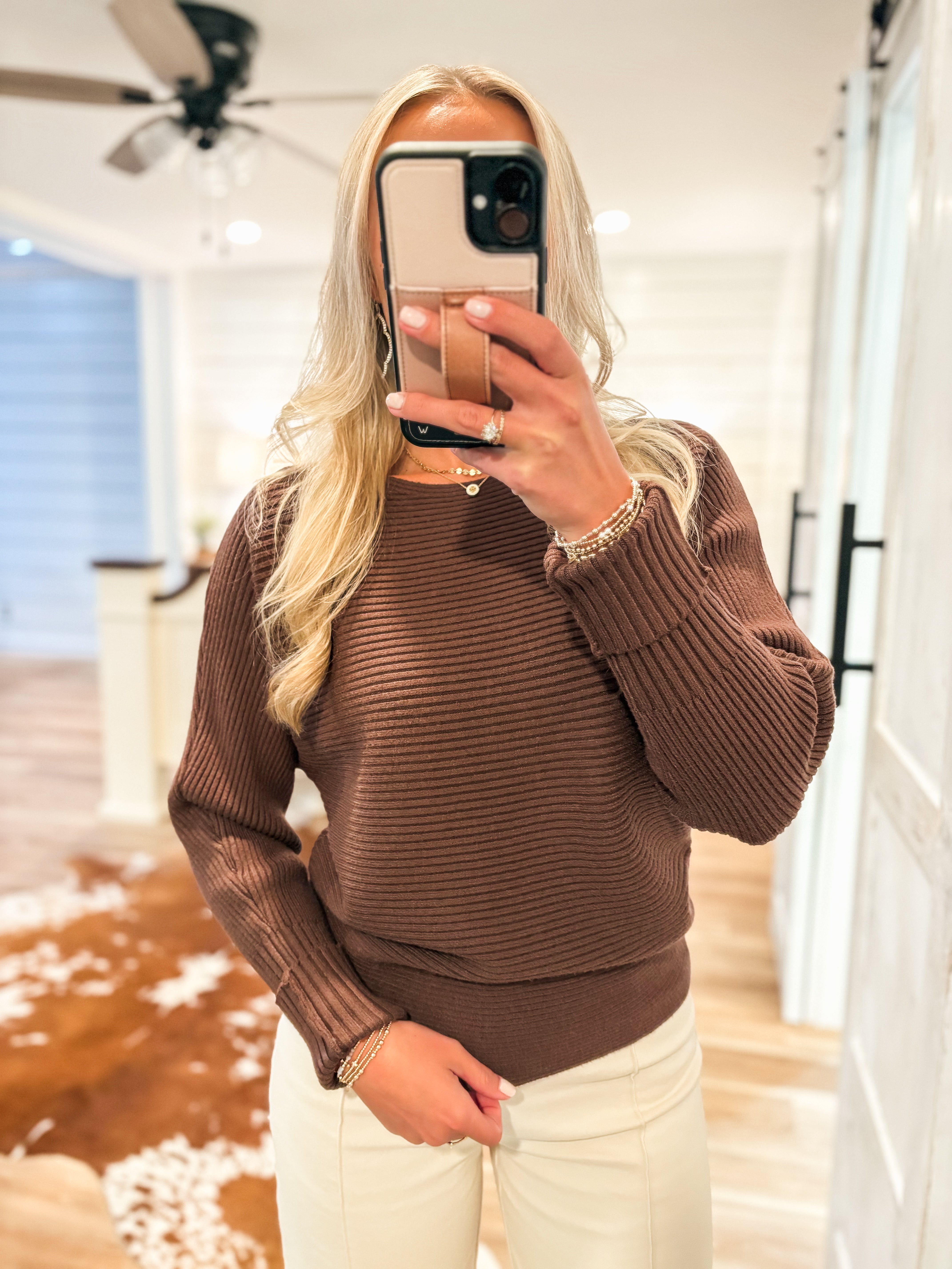 Almost Home Brown Knit Sweater