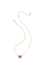 Load image into Gallery viewer, Haley Scarlet Red Mother of Pearl Gold Bow Pendant Necklace
