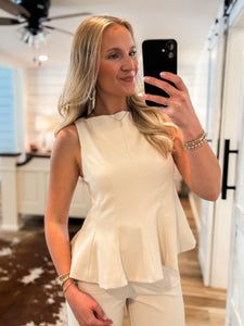 Classy Charm Cream Peplum Blouse
