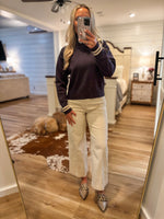 Load image into Gallery viewer, Mind You Charcoal Contrast Turtleneck Sweater
