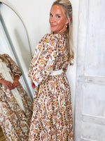 Load image into Gallery viewer, Way You Love Ivory Multi Paisley Zip Midi Dress
