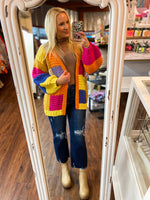 Load image into Gallery viewer, Walking Through Leaves Color Block Chunky Knit Cardigan
