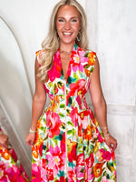 Load image into Gallery viewer, Summer Plans Multi Floral Front Zip Midi Dress
