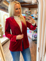 Load image into Gallery viewer, Just Like This Crimson Velvet Blazer
