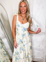 Load image into Gallery viewer, Waiting Here Blue Floral Midi Dress
