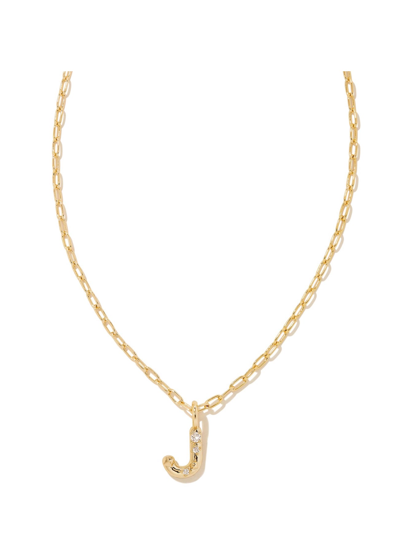 Crystal Letter J Pendant Gold Necklace