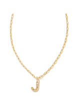 Load image into Gallery viewer, Crystal Letter J Pendant Gold Necklace

