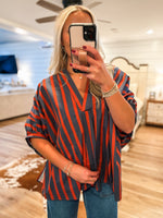 Load image into Gallery viewer, Good Times Rust &amp; Navy Oversized Blouse
