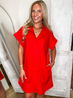 Load image into Gallery viewer, New Find Red Linen Mini Dress
