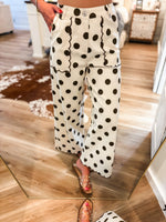 Load image into Gallery viewer, Ecru/Brown Wide Leg Polka Dot Pant
