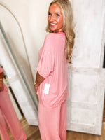 Load image into Gallery viewer, Effort Given Bubblegum Stripe Tee &amp; Lounge Pant Set
