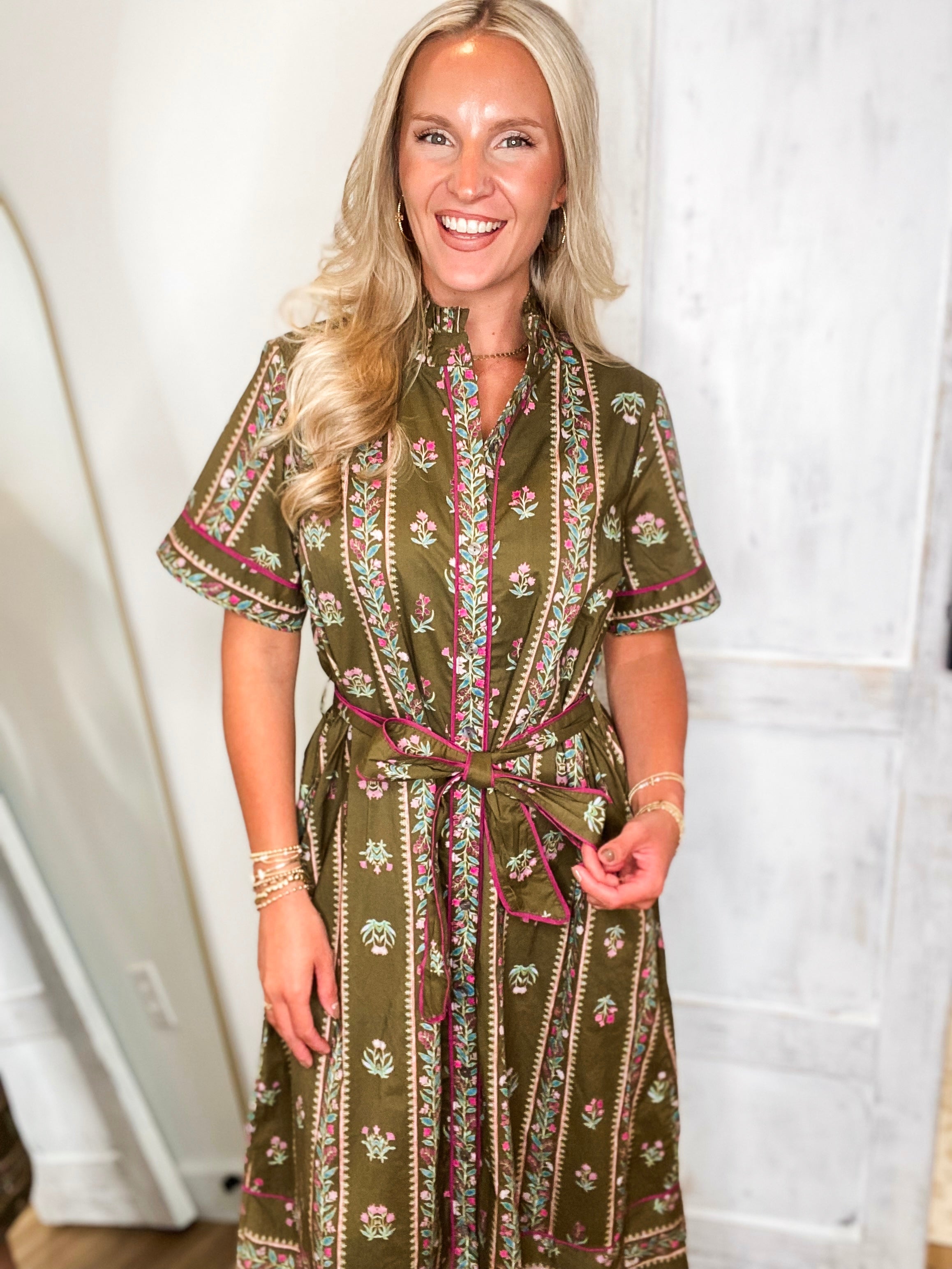 All The Feelings Olive Floral Midi Dress