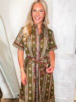 Load image into Gallery viewer, All The Feelings Olive Floral Midi Dress

