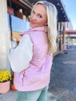 Load image into Gallery viewer, Forget About It Iridescent Powder Pink Puffer Vest

