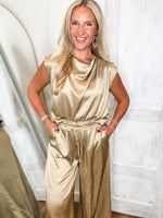 Load image into Gallery viewer, Shining Bright Gold Blouse &amp; Palazzo Pant Set
