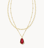 Load image into Gallery viewer, Alexandria Cranberry Illusion Pendant Multistrand Gold Necklace
