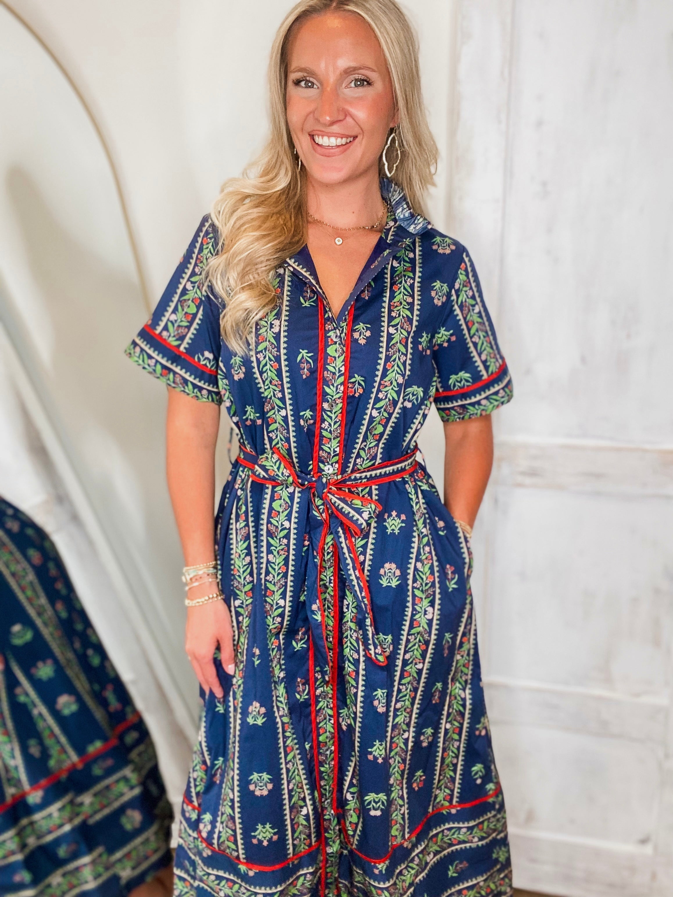 All The Feelings Navy Floral Midi Dress