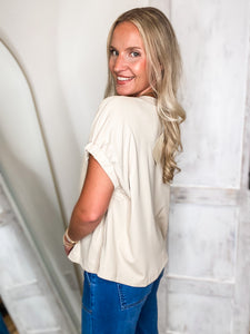 Simple Touch Ecru Jersey Knit Blouse
