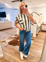 Load image into Gallery viewer, Hey There Charcoal Stripe Pocket Blouse
