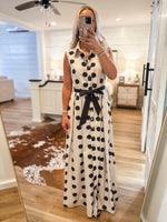 Load image into Gallery viewer, Coming Around Black Polka Dot Maxi Dress
