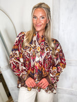 Load image into Gallery viewer, Kind Acts Brown Multi Printed Button Down Blouse
