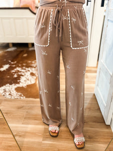 All My Life Taupe Button-Down Blouse & Palazzo Pant Set