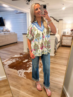 Load image into Gallery viewer, Doing Fine Cream Multi Printed S/S Blouse
