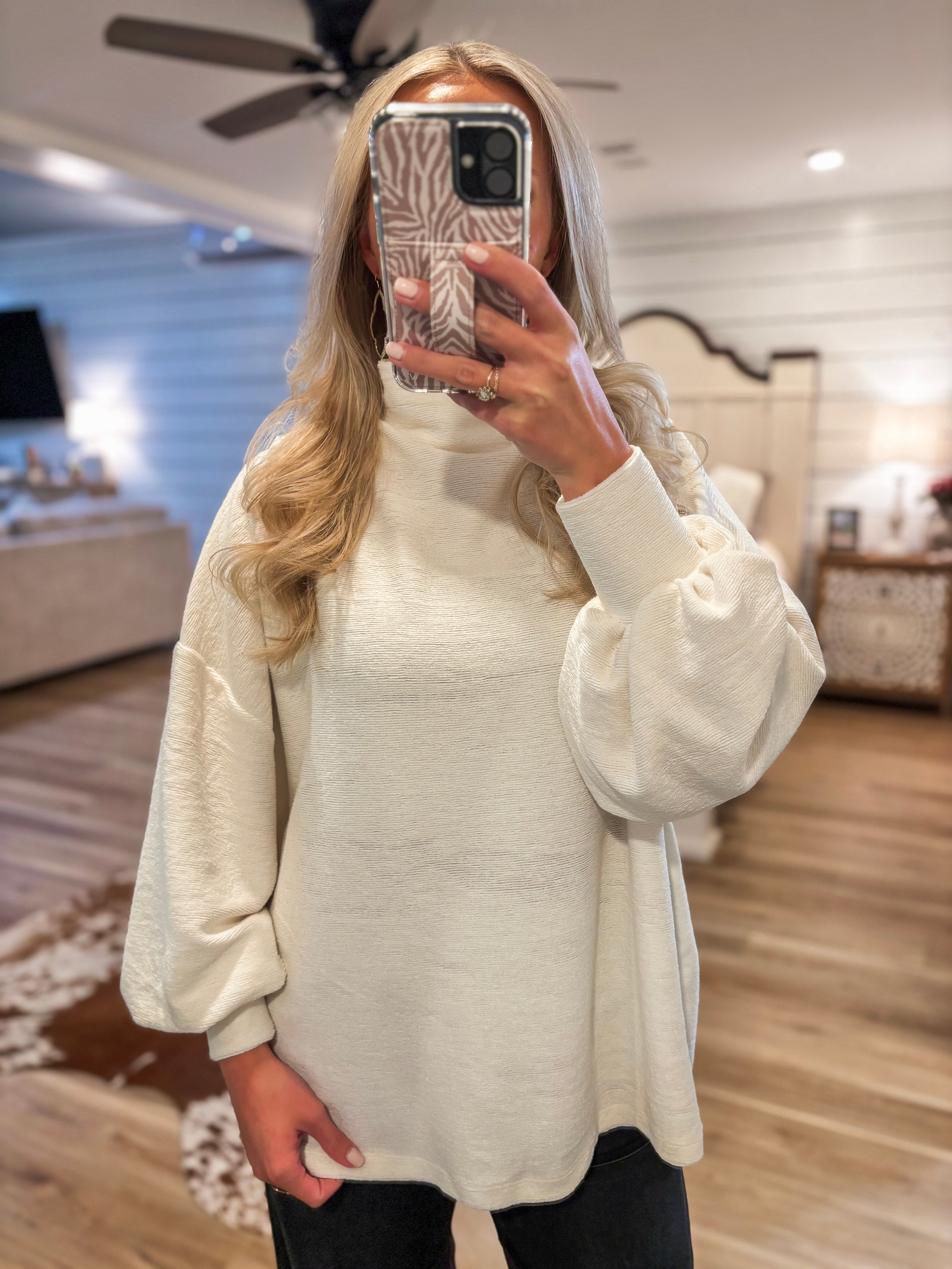 Going Again Ivory Mock Neck Sweater
