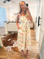 Load image into Gallery viewer, Pretty Petals Ivory Multi Floral Midi Dress
