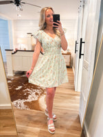 Load image into Gallery viewer, Remember Me Sage Floral Mini Dress
