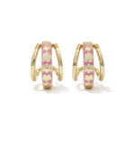 Load image into Gallery viewer, Jane Dark Pink Enamel Gold Huggie Earrings
