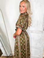 Load image into Gallery viewer, All The Feelings Olive Floral Midi Dress
