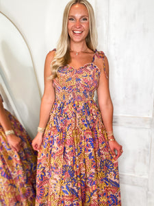 About Time Mocha & Mauve Printed FATE Maxi Dress