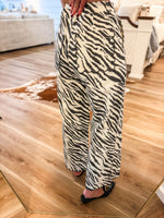 Load image into Gallery viewer, Gray &amp; Ecru Zebra Wide Leg Pant
