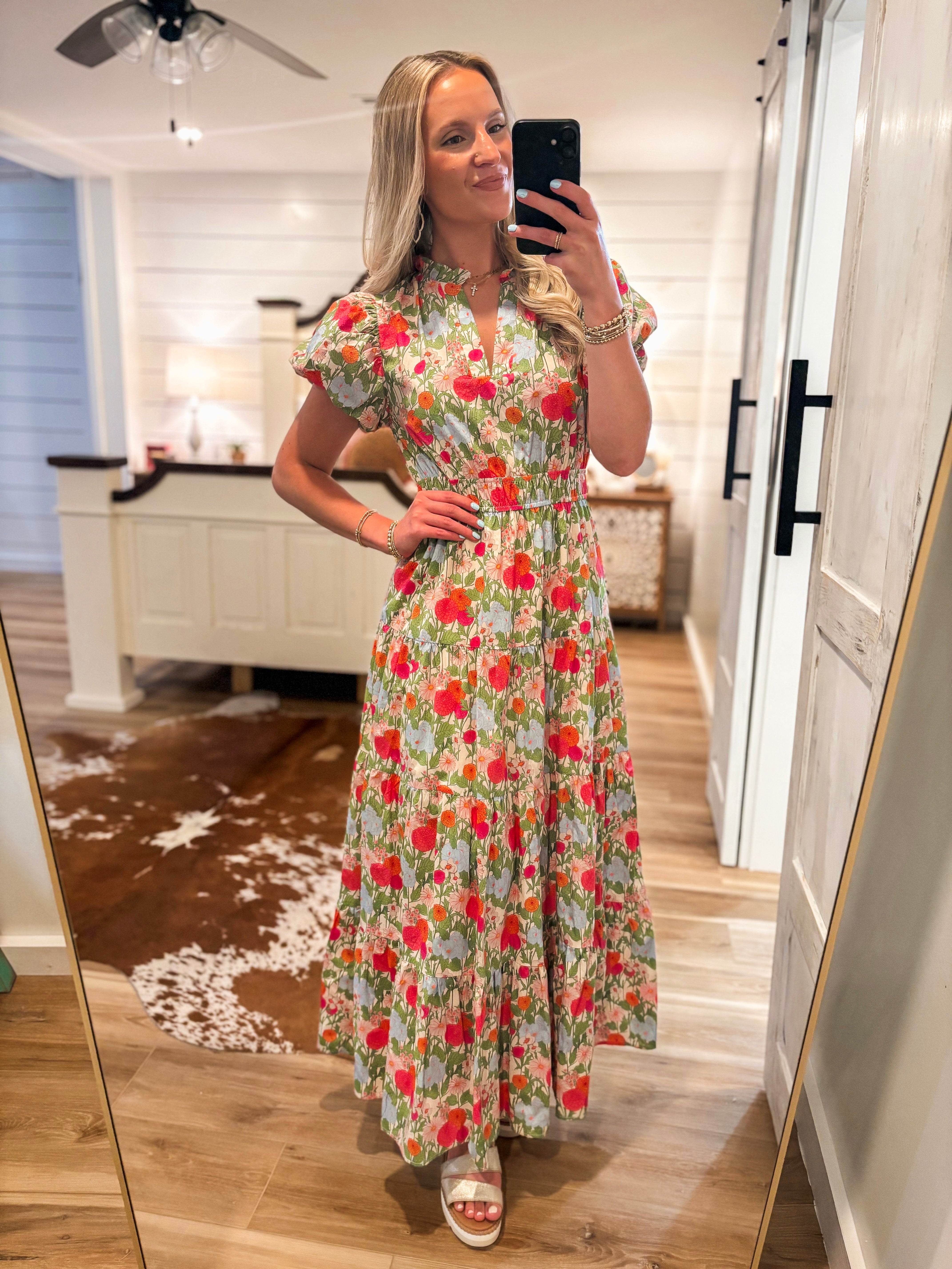 Springing Forward Pastel Floral Maxi Dress