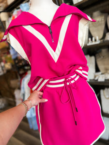Off The Court Magenta Tank & Skirt Set