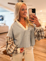 Load image into Gallery viewer, Fall Into Me Denim Blue Mineral Washed L/S Top
