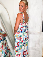 Load image into Gallery viewer, Sunset Stroll Tropical Print Linen Tank &amp; Lounge Pant Set
