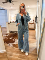 Load image into Gallery viewer, Step Forward Denim Track Lounge Pant
