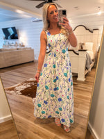 Load image into Gallery viewer, Soulful Bliss Blue Floral Maxi Dress
