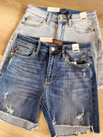 Load image into Gallery viewer, Be Mine Light Washed Frayed Judy Blue Denim Shorts
