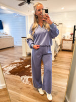 Load image into Gallery viewer, Time Will Tell Dusty Blue Pullover &amp; Lounge Pant Set
