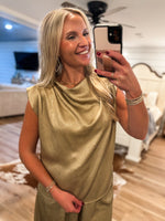 Load image into Gallery viewer, Shining Bright Gold Blouse &amp; Palazzo Pant Set
