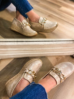 Load image into Gallery viewer, Jhenee Espadrille Metallic Gold Dolce Vita Loafer
