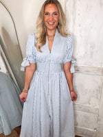Load image into Gallery viewer, When You Know Powder Blue Stripe Midi Dress
