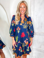 Load image into Gallery viewer, From Here Navy Floral Mini Dress
