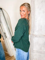 Load image into Gallery viewer, Gonna Stay Hunter Green Henley Top
