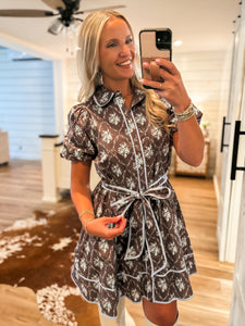 Flawless Touch Brown Floral Mini Dress