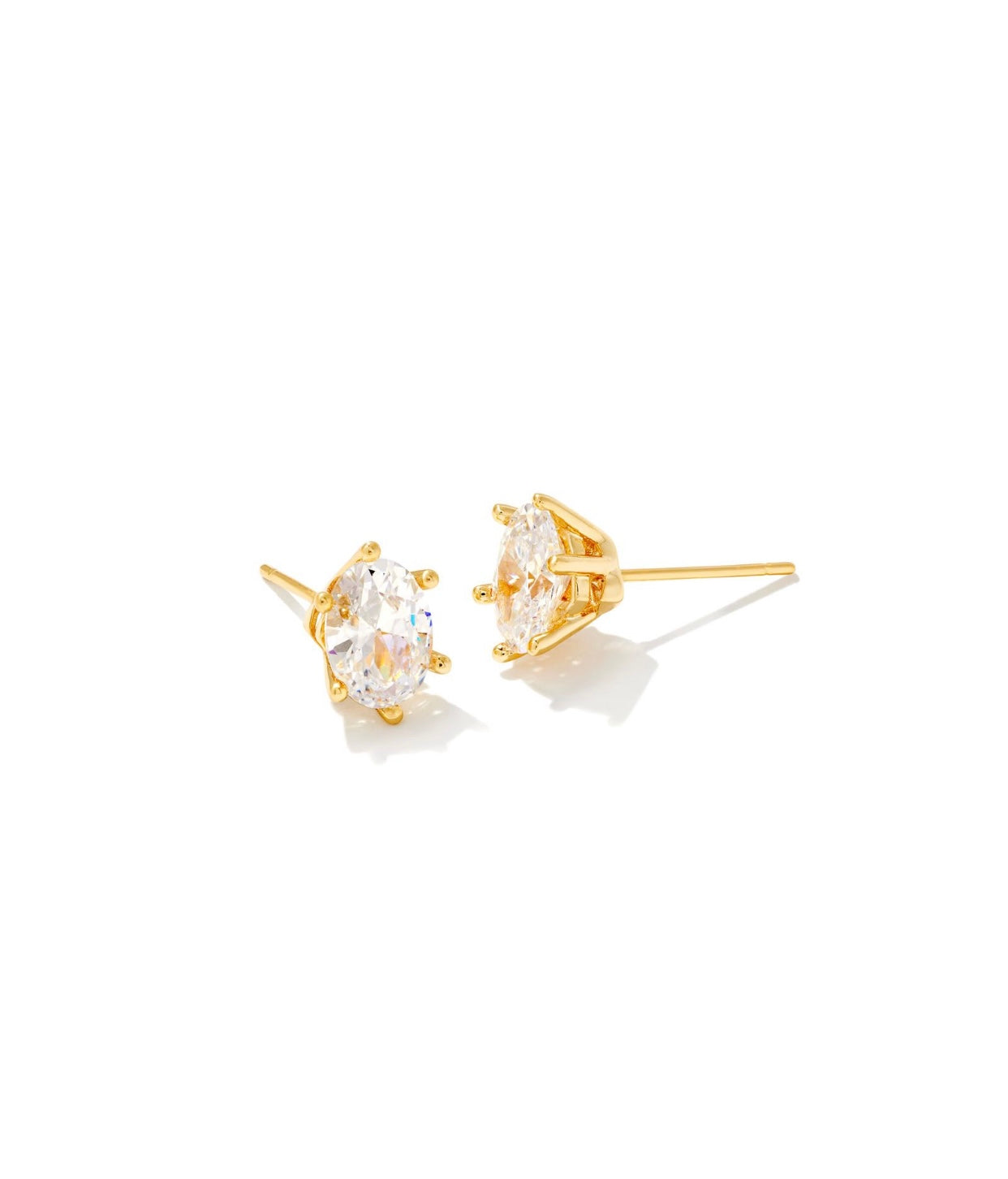 Cailin White Crystal Gold Stud Earrings