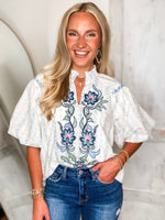 Load image into Gallery viewer, Future Plans Powder Blue Embroidered Blouse
